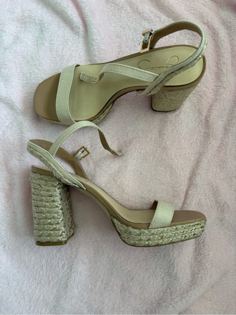 Jessica Simpson Natural Beige Espadrille Platform Sandals